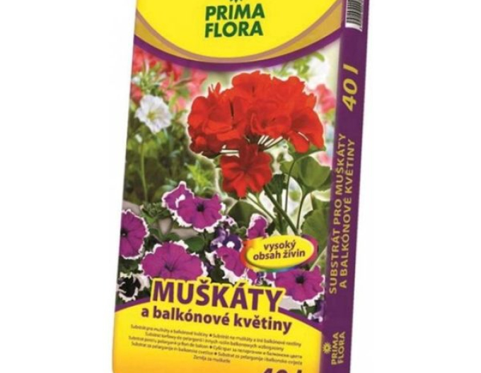 PRIMAFLORA Substrat für Geranien und Balkonblumen 40l