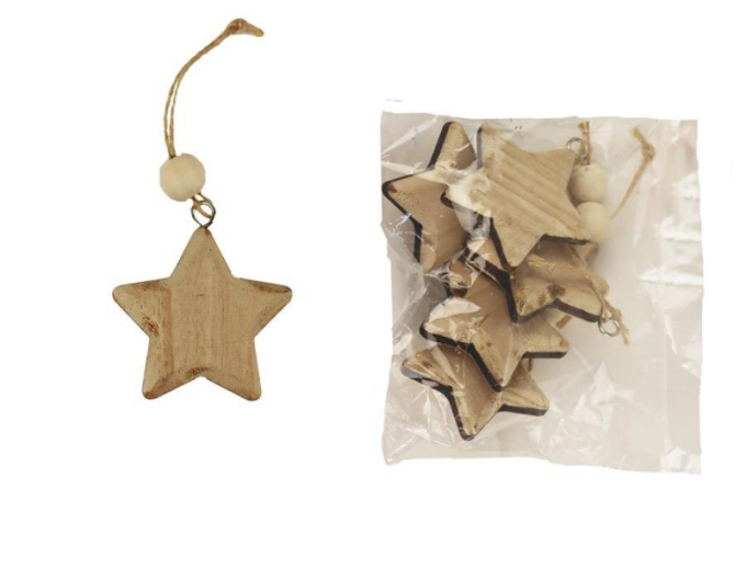 Dekorativer Holzstern zum Aufhängen, 5 Stück