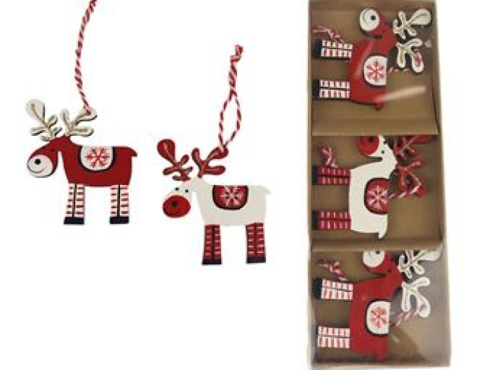Hölzerne dekorative Rentiere zum Aufhängen 3pcs