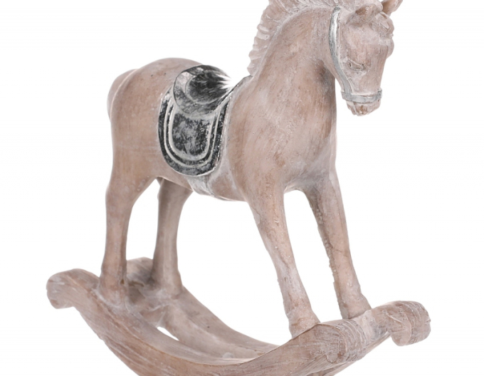 Dekoratives Schaukelpferd mit Silbersattel