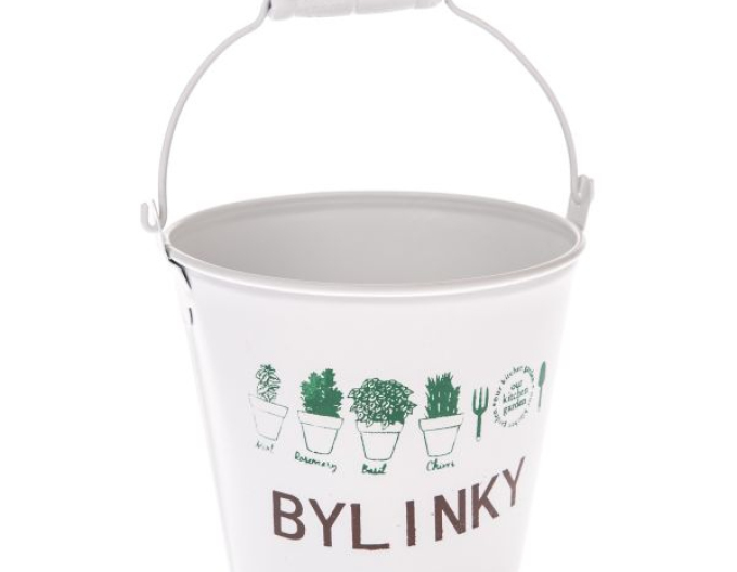 Kräutertopf aus Metall im Weiss