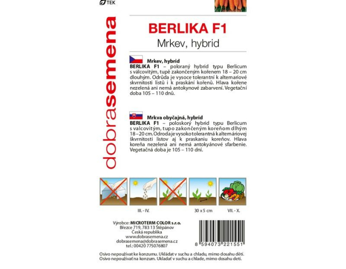 Dobrá semená Karotte Berlika F1