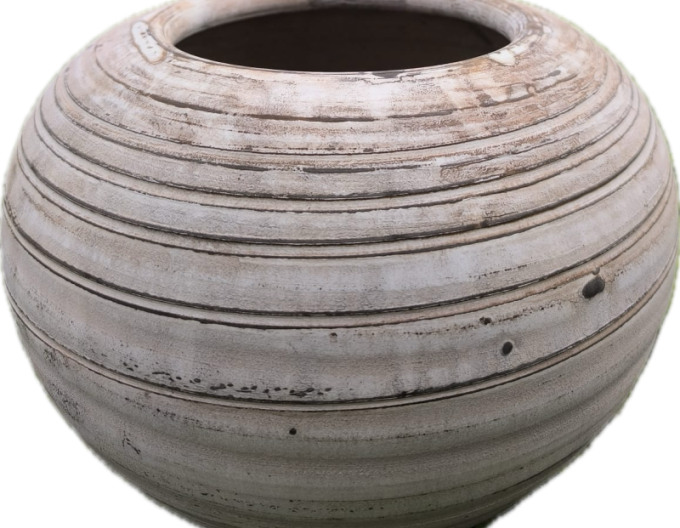 Tontopf hellbraun Kugel S