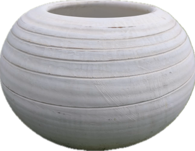 Tontopf weiß Kugel M