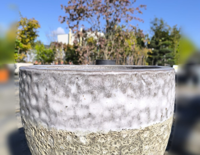 Keramischer Blumentopf M - weißes Dekor