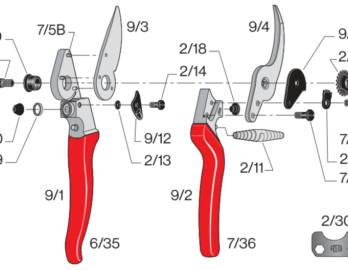 FELCO 9 Linkshändige Gartenschere